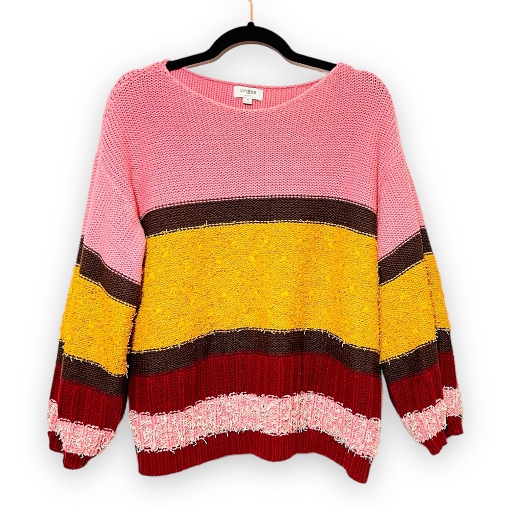 Umgee Knit Color Block Comfy Sweater NWOT